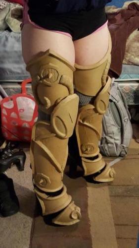 Test fit of leg armor with all details